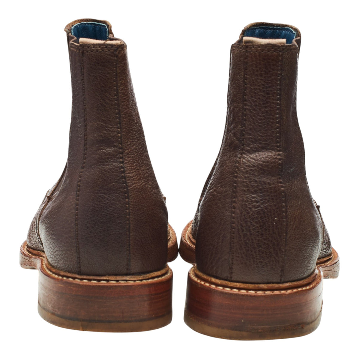 Brown Grain Leather Brogue Chelsea Boots UK 8