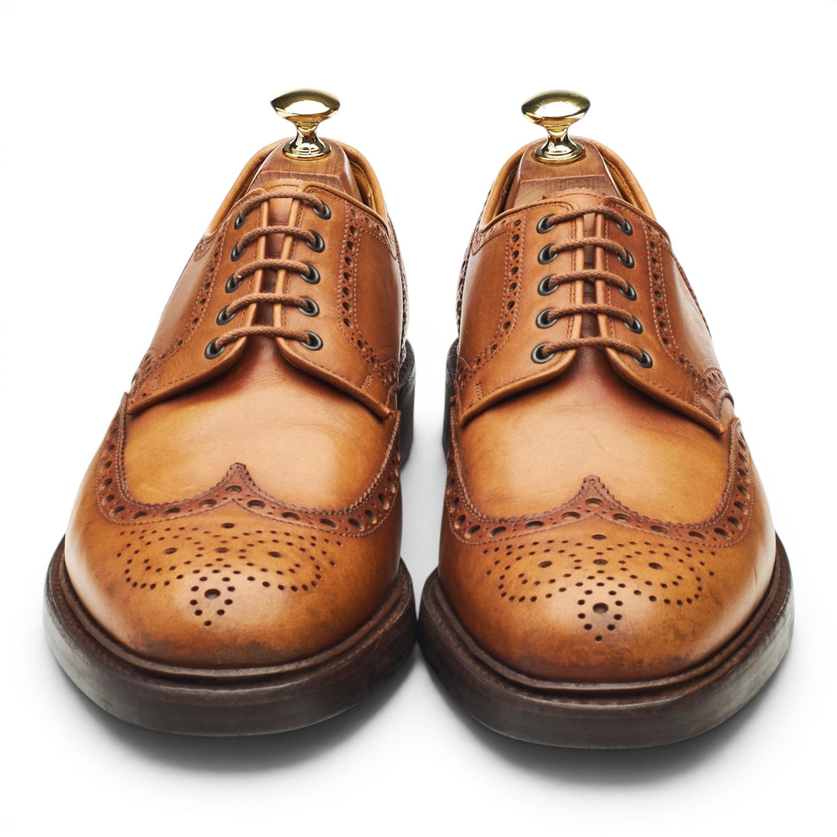 'Warwick' Tan Brown Leather Derby Brogues UK 8 F