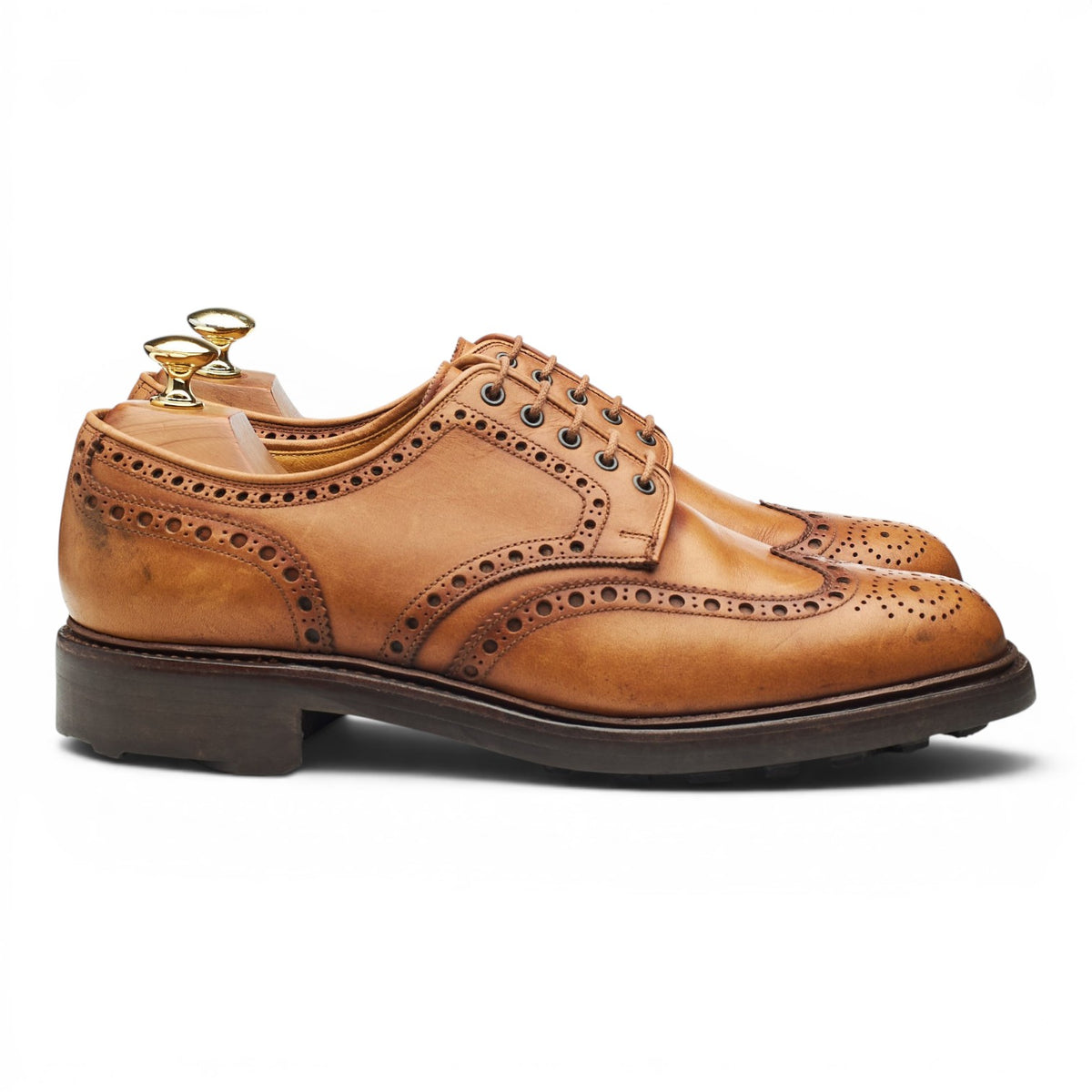 'Warwick' Tan Brown Leather Derby Brogues UK 8 F