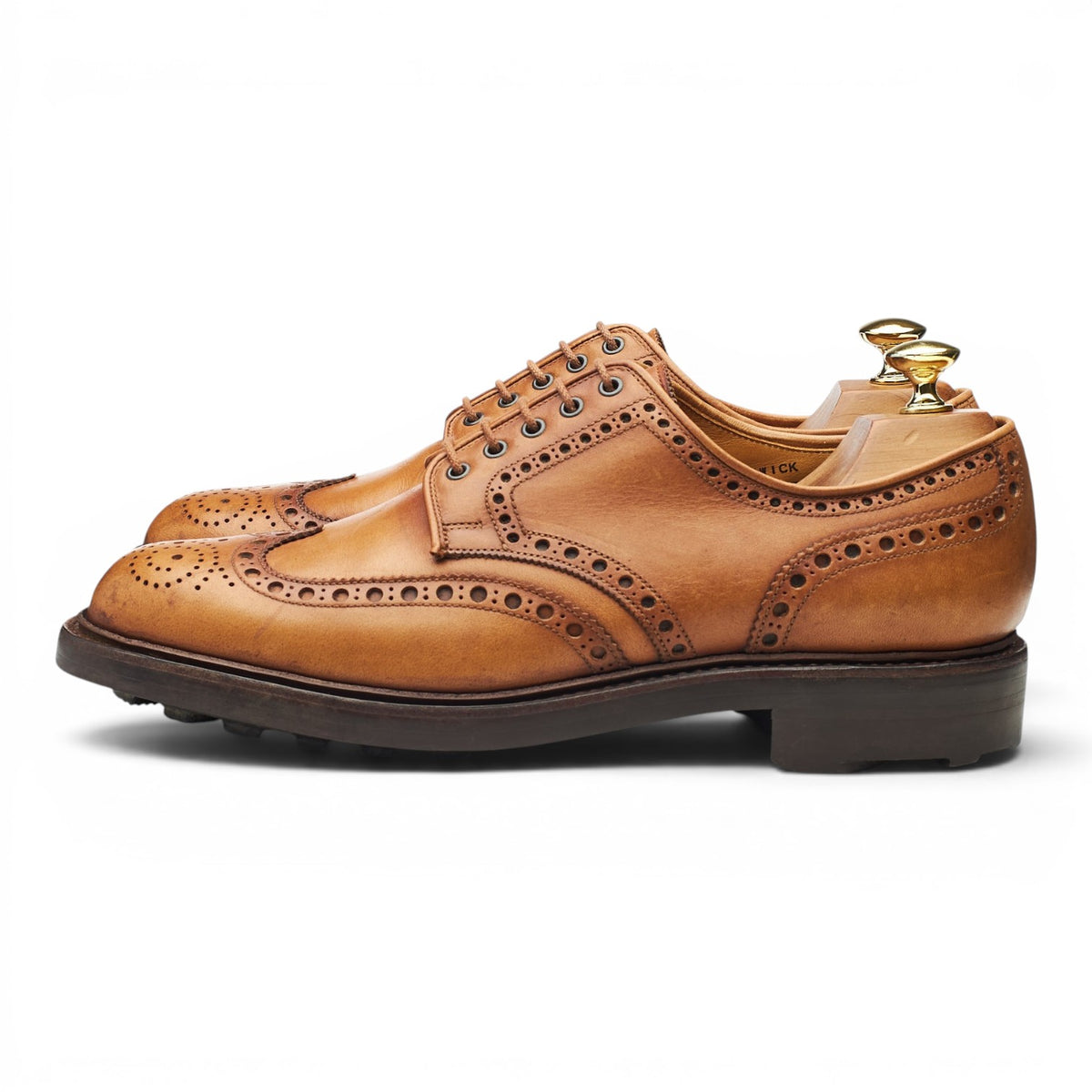'Warwick' Tan Brown Leather Derby Brogues UK 8 F