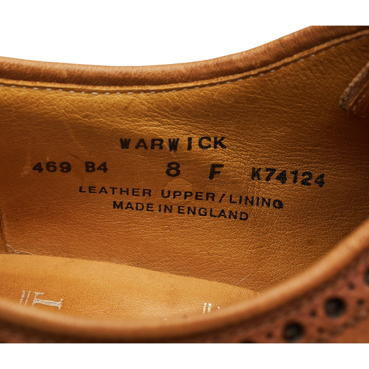 'Warwick' Tan Brown Leather Derby Brogues UK 8 F