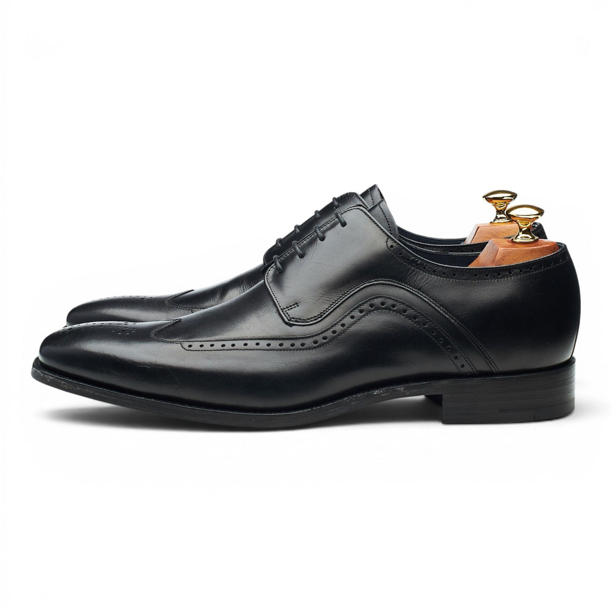 'Matt' Black Leather Derby Brogues UK 9.5 F