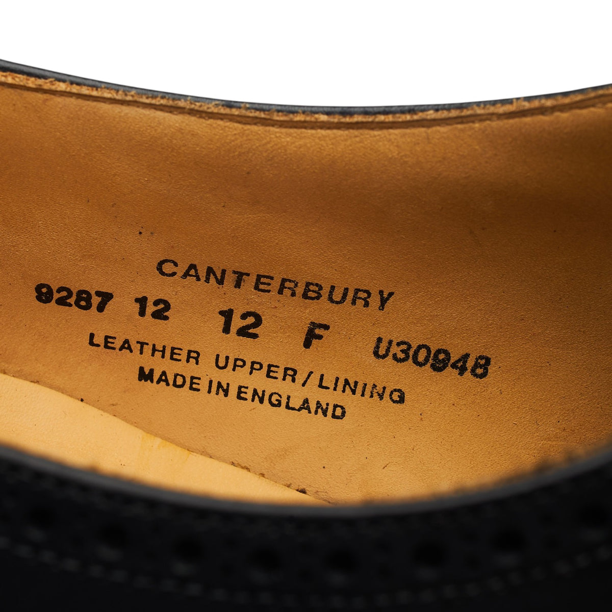 'Canterbury' Black Leather Oxford Brogues UK 12 F