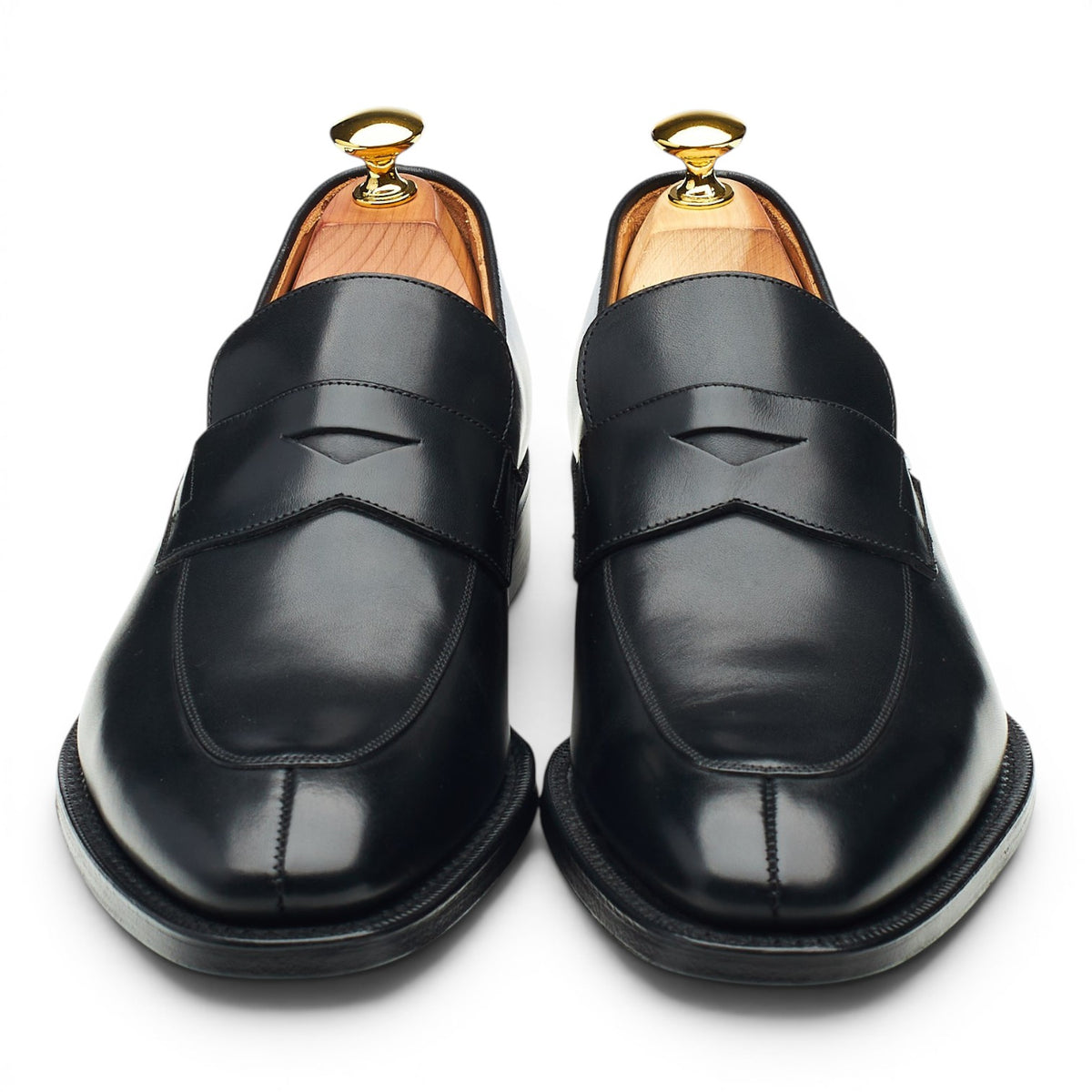 'Swanley' Black Leather Split Toe Loafers UK 7 G