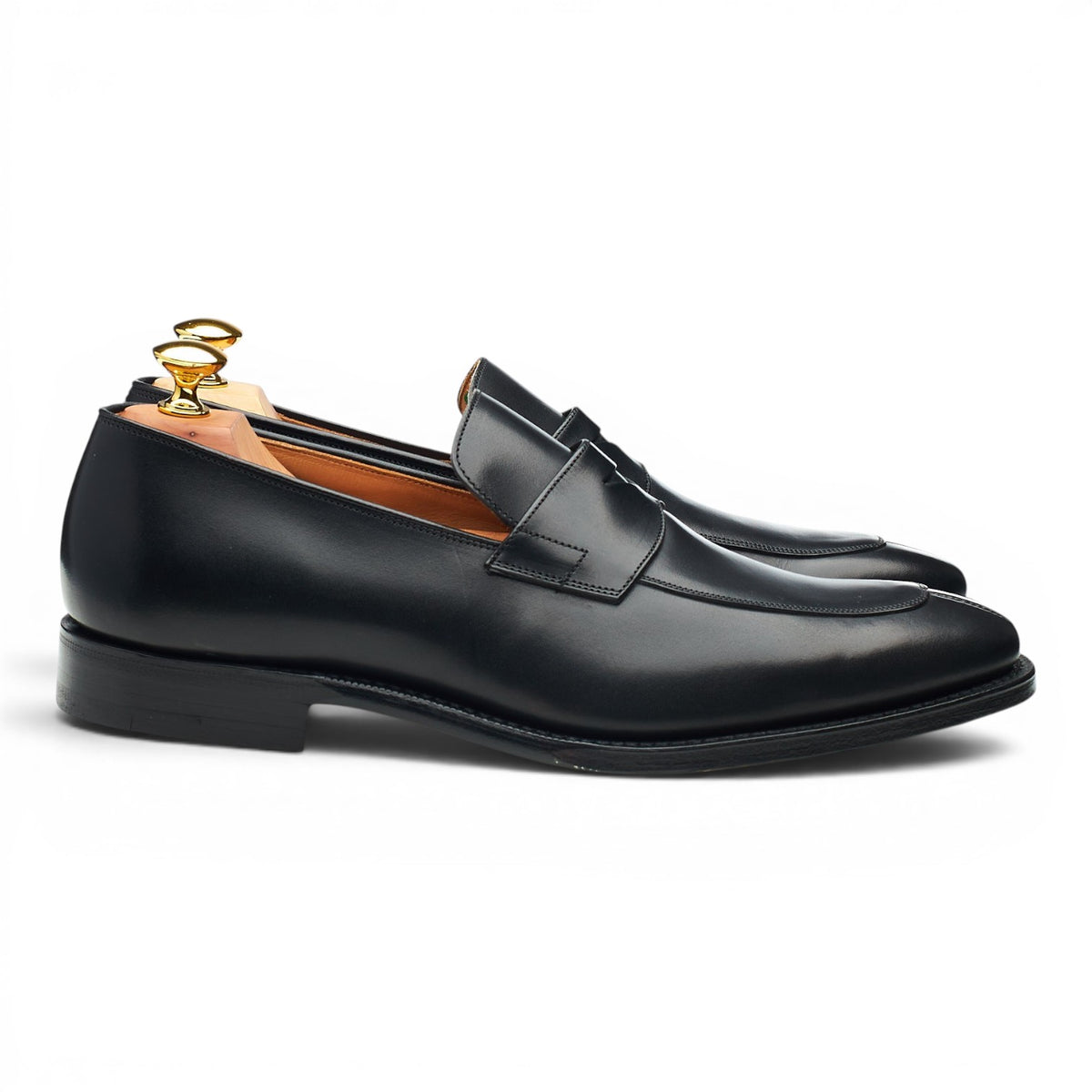 'Swanley' Black Leather Split Toe Loafers UK 7 G