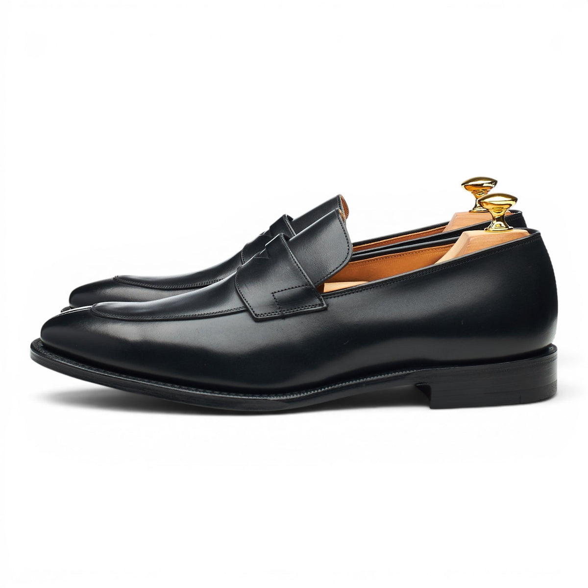 'Swanley' Black Leather Split Toe Loafers UK 7 G