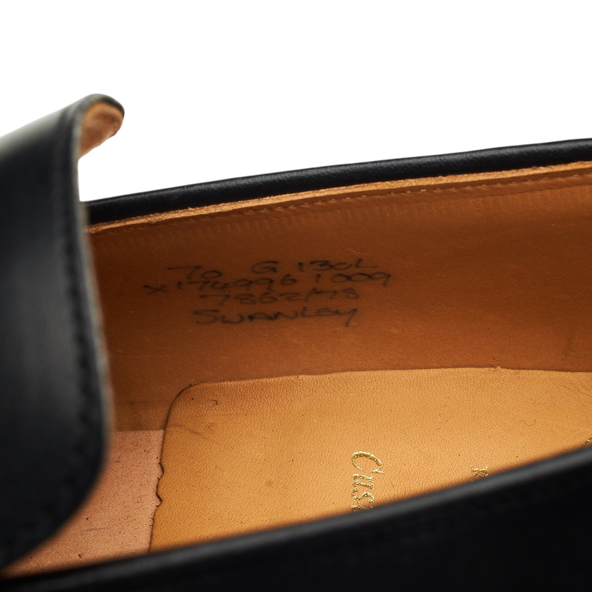 'Swanley' Black Leather Split Toe Loafers UK 7 G