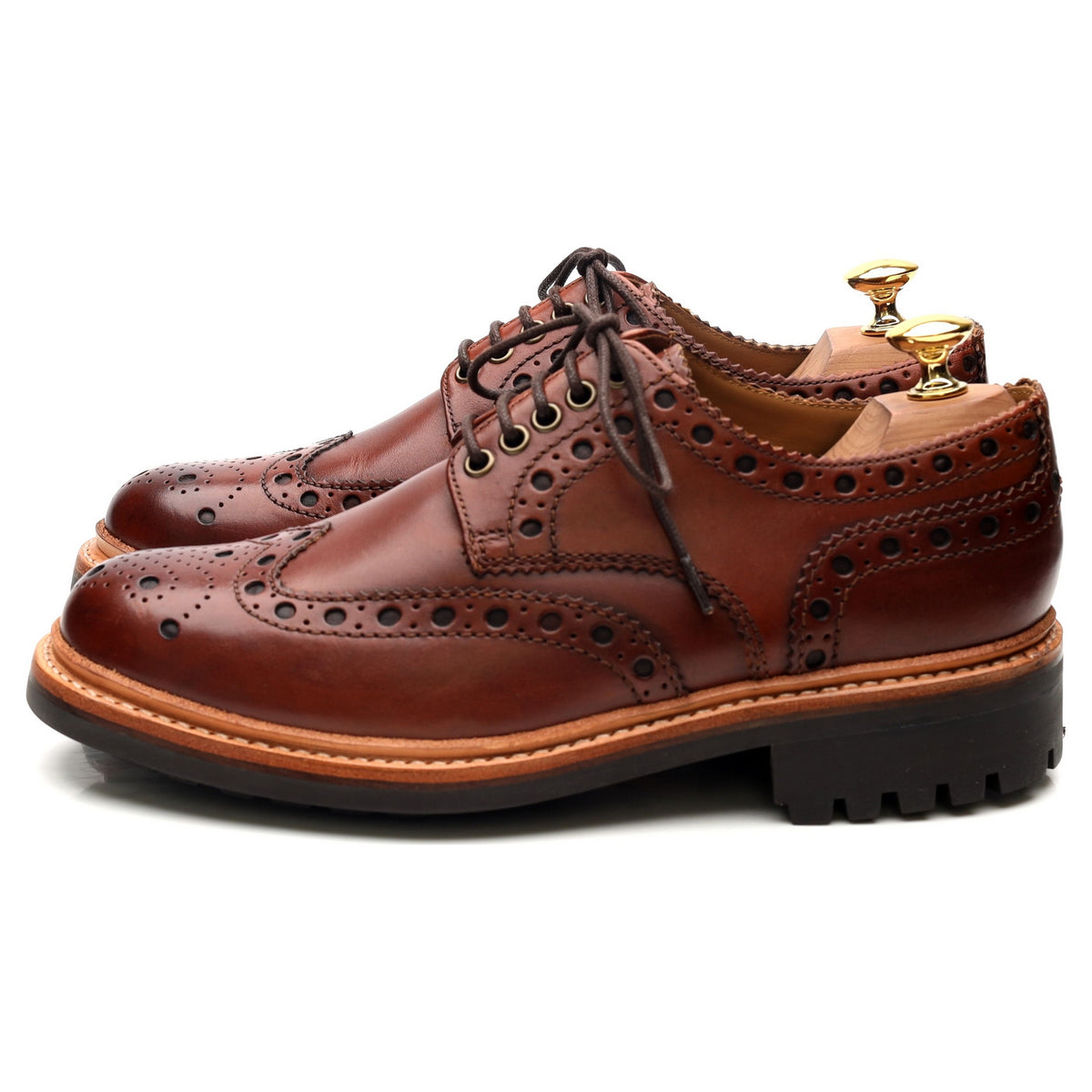 &#39;Archie&#39; Tan Brown Leather Derby Brogues UK 6.5 G