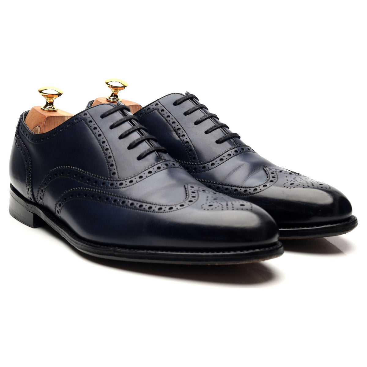 1880 &#39;Torrington&#39; Navy Blue Leather Oxford Brogues UK 10 F