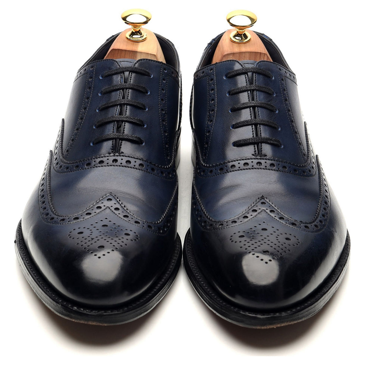 1880 &#39;Torrington&#39; Navy Blue Leather Oxford Brogues UK 10 F