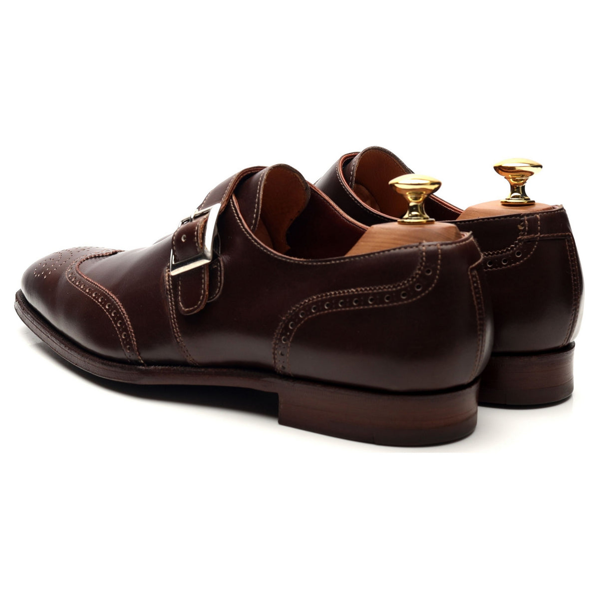 &#39;Chadwick&#39; Dark Brown Leather Monk Strap UK 7.5 US 8