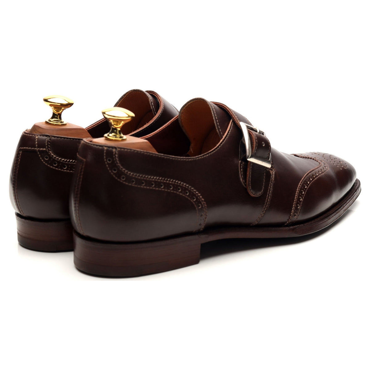 &#39;Chadwick&#39; Dark Brown Leather Monk Strap UK 7.5 US 8