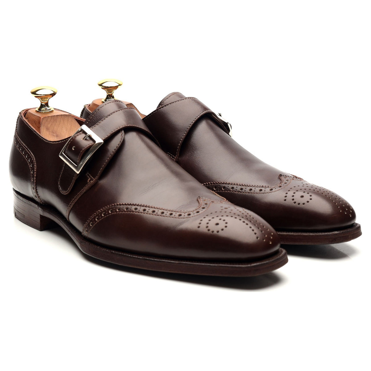 &#39;Chadwick&#39; Dark Brown Leather Monk Strap UK 7.5 US 8