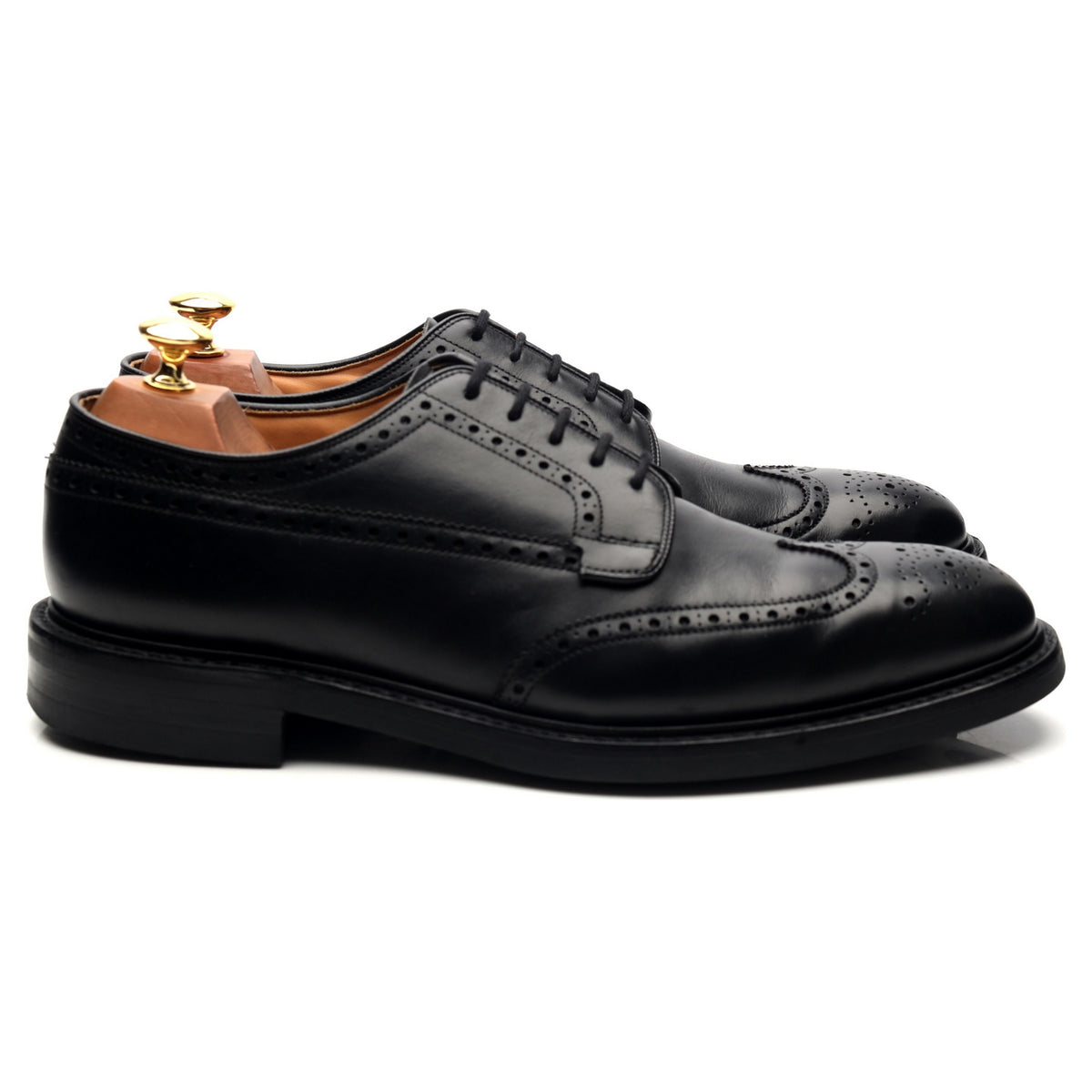 &#39;Grafton&#39; Black Leather Derby Brogues UK 9.5 F