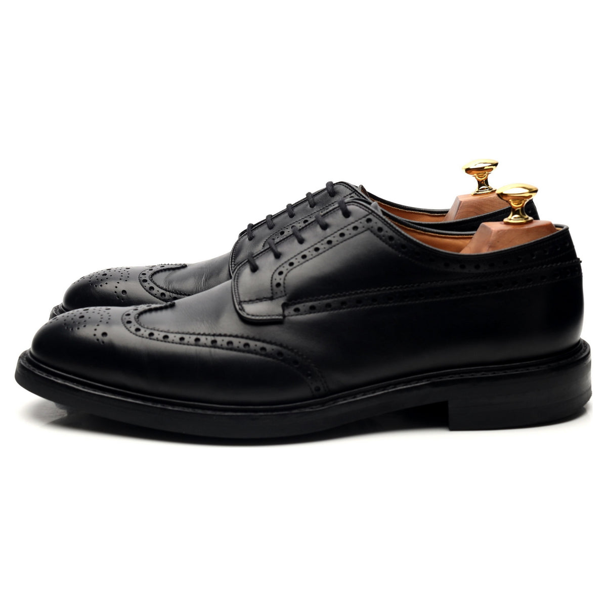 &#39;Grafton&#39; Black Leather Derby Brogues UK 9.5 F