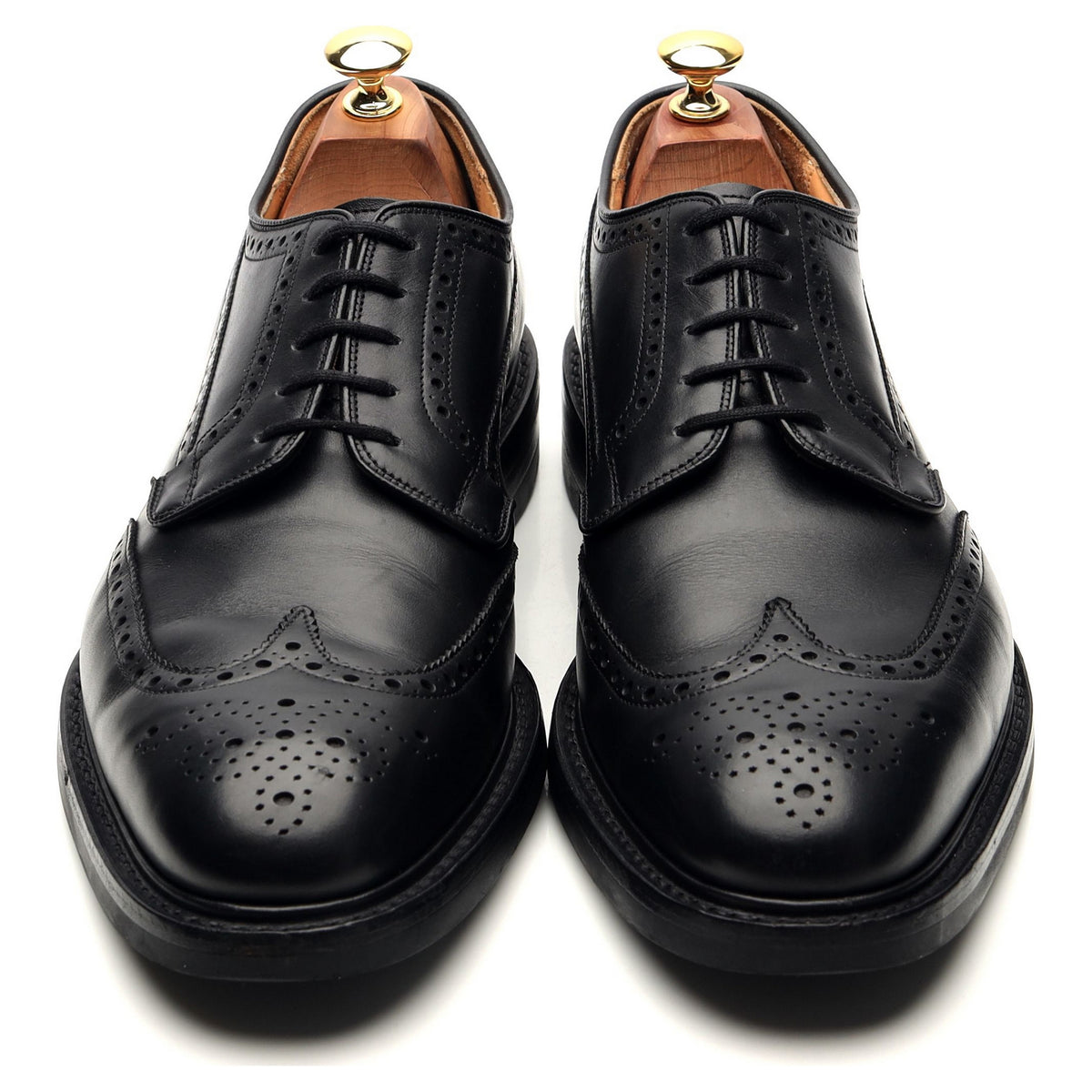 &#39;Grafton&#39; Black Leather Derby Brogues UK 9.5 F