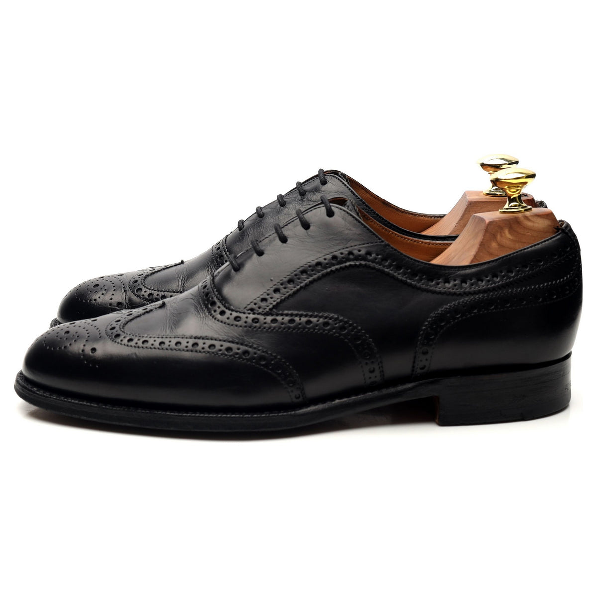 &#39;Gilmour&#39; Black Leather Oxford Brogues UK 7 F