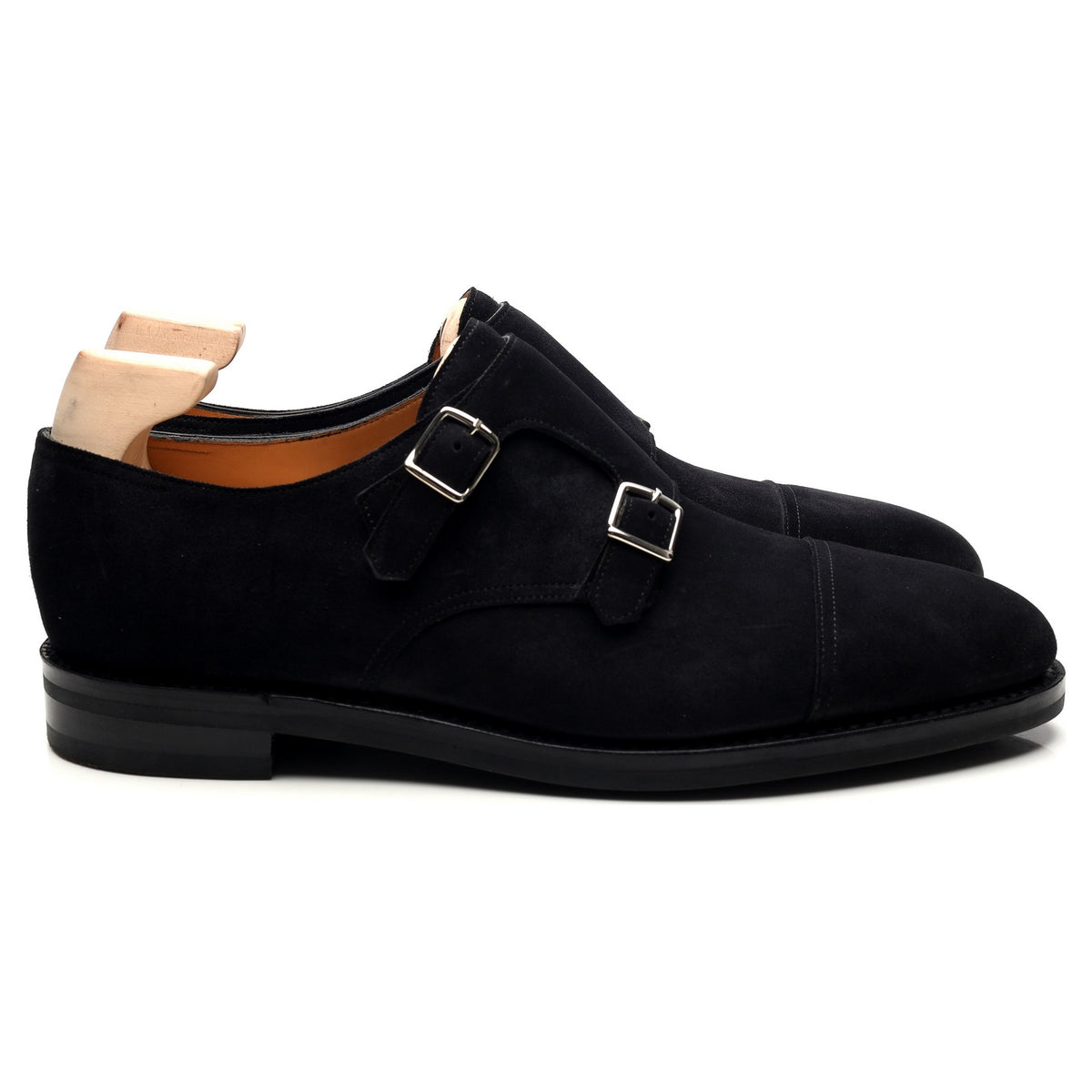 &#39;William&#39; Black Suede Double Monk Strap UK 10 E