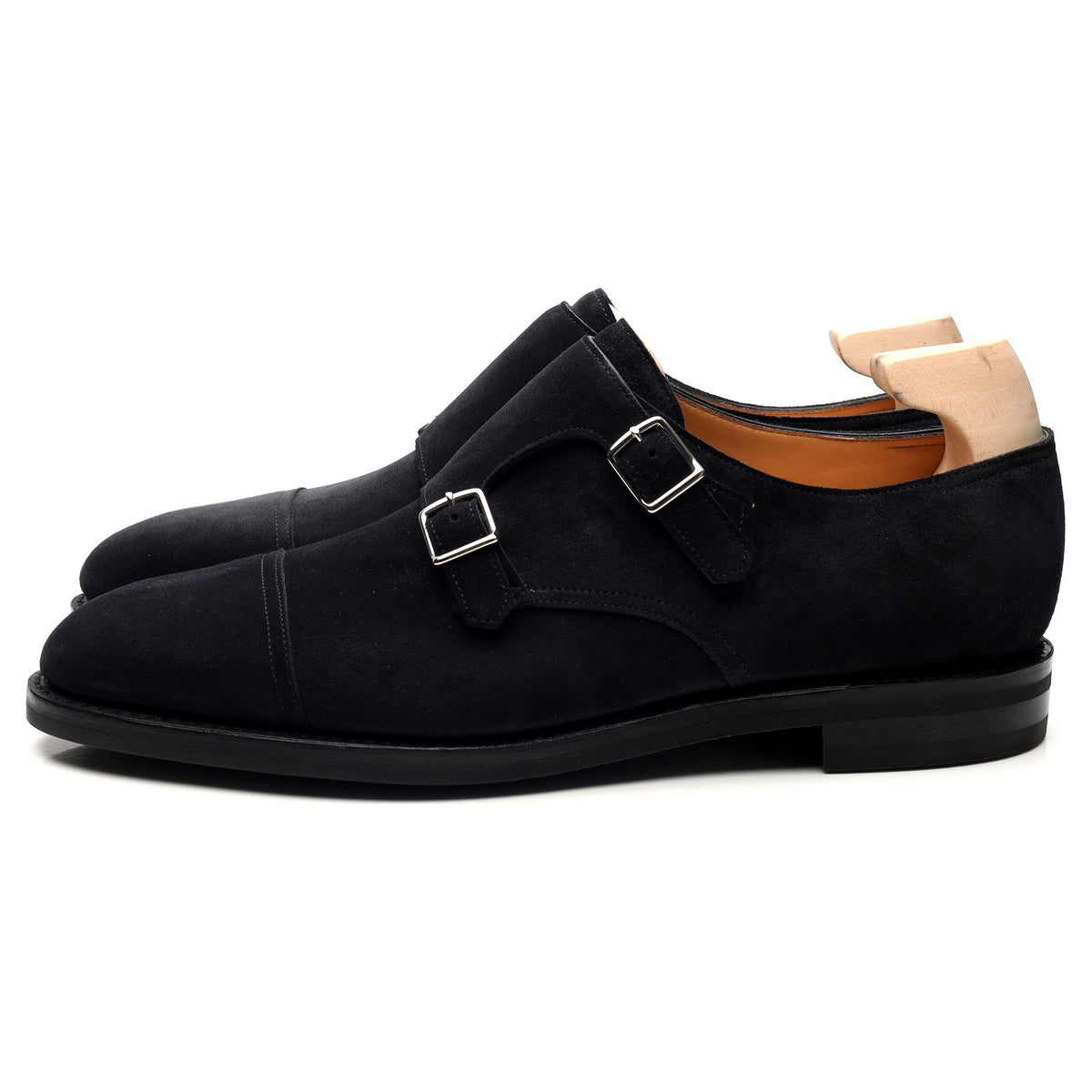 &#39;William&#39; Black Suede Double Monk Strap UK 10 E