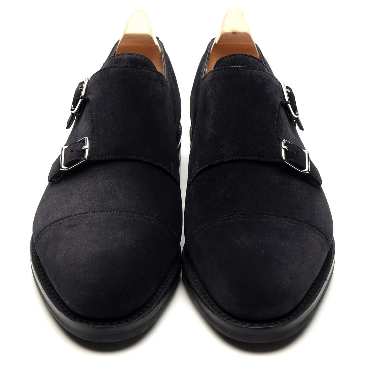 &#39;William&#39; Black Suede Double Monk Strap UK 10 E