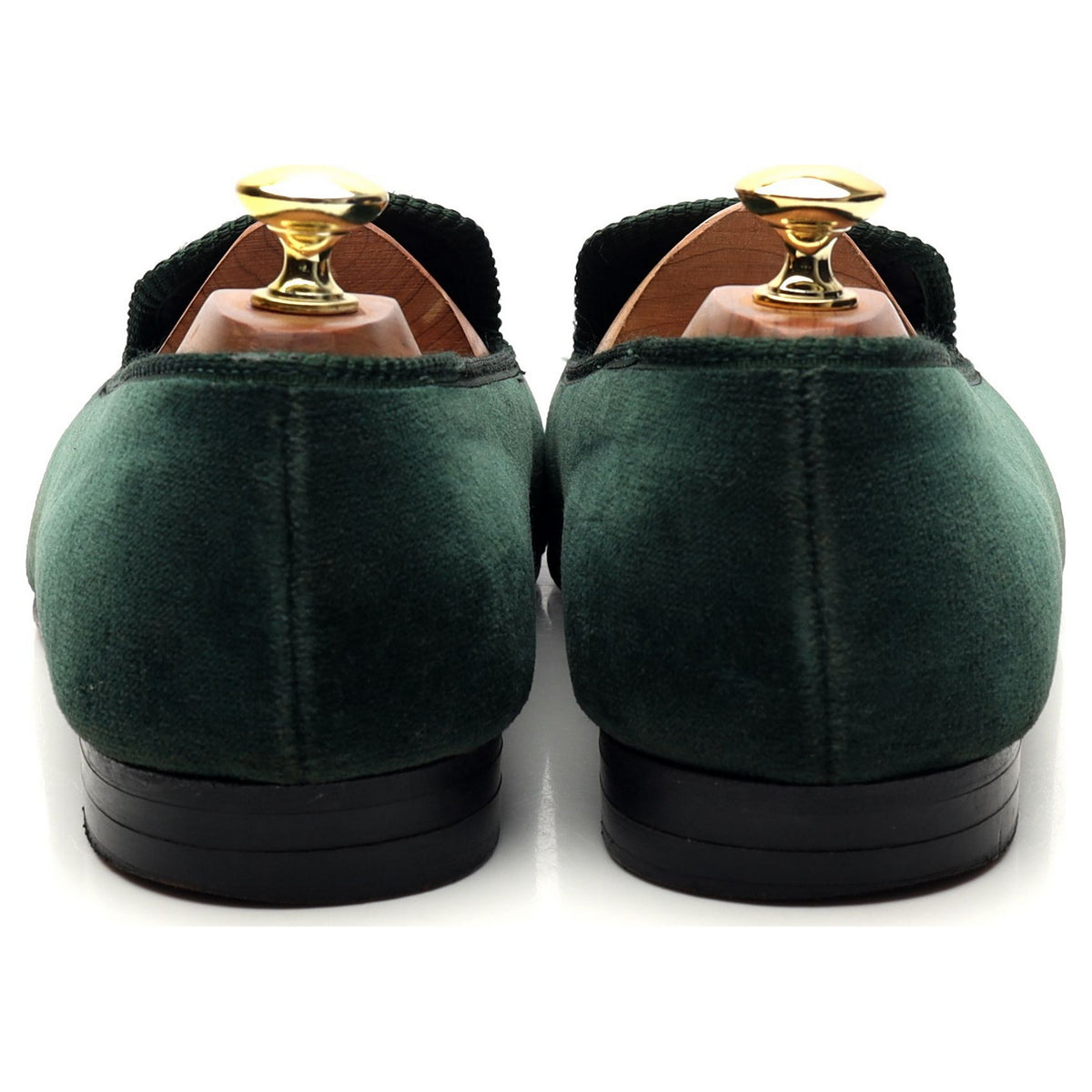 &#39;Thistle&#39; Dark Green Velvet Slippers UK 8.5