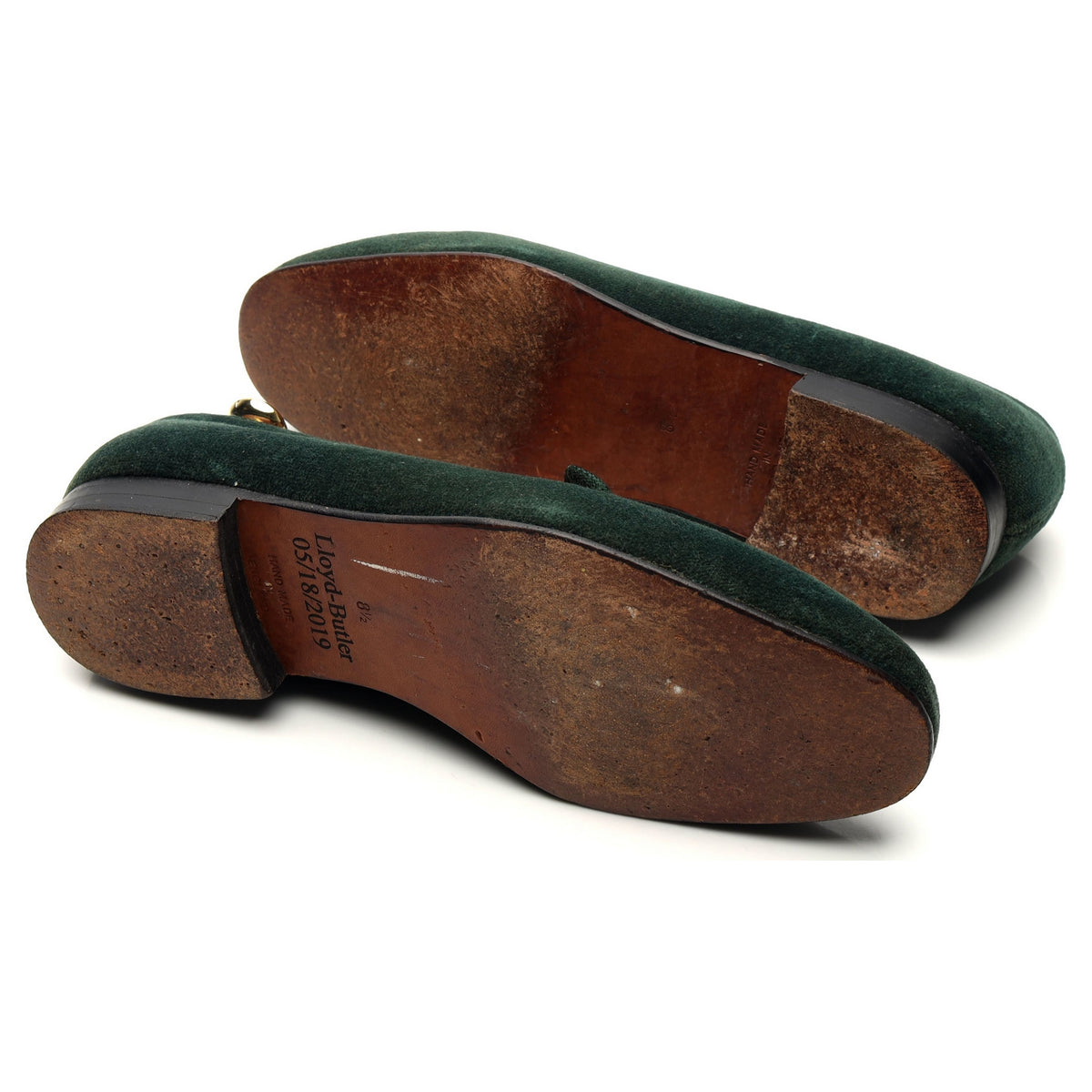 &#39;Thistle&#39; Dark Green Velvet Slippers UK 8.5