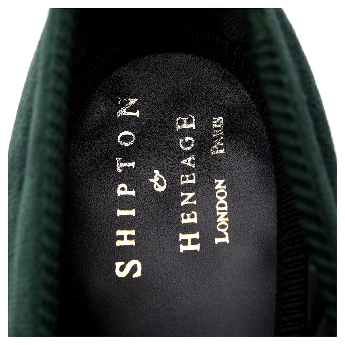 &#39;Thistle&#39; Dark Green Velvet Slippers UK 8.5