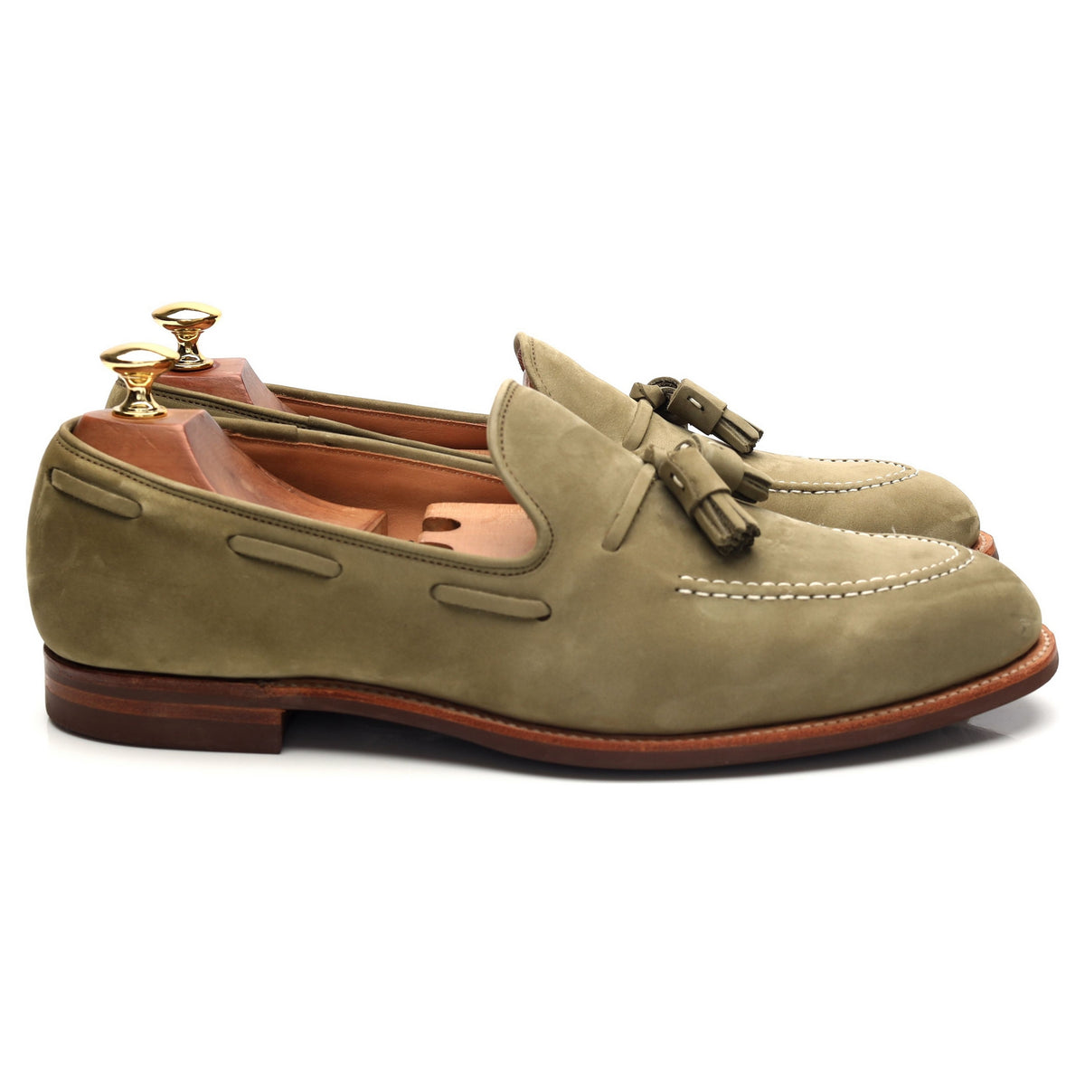 &#39;Jersey&#39; Green Nubuck Tassel Loafers UK 9.5 E