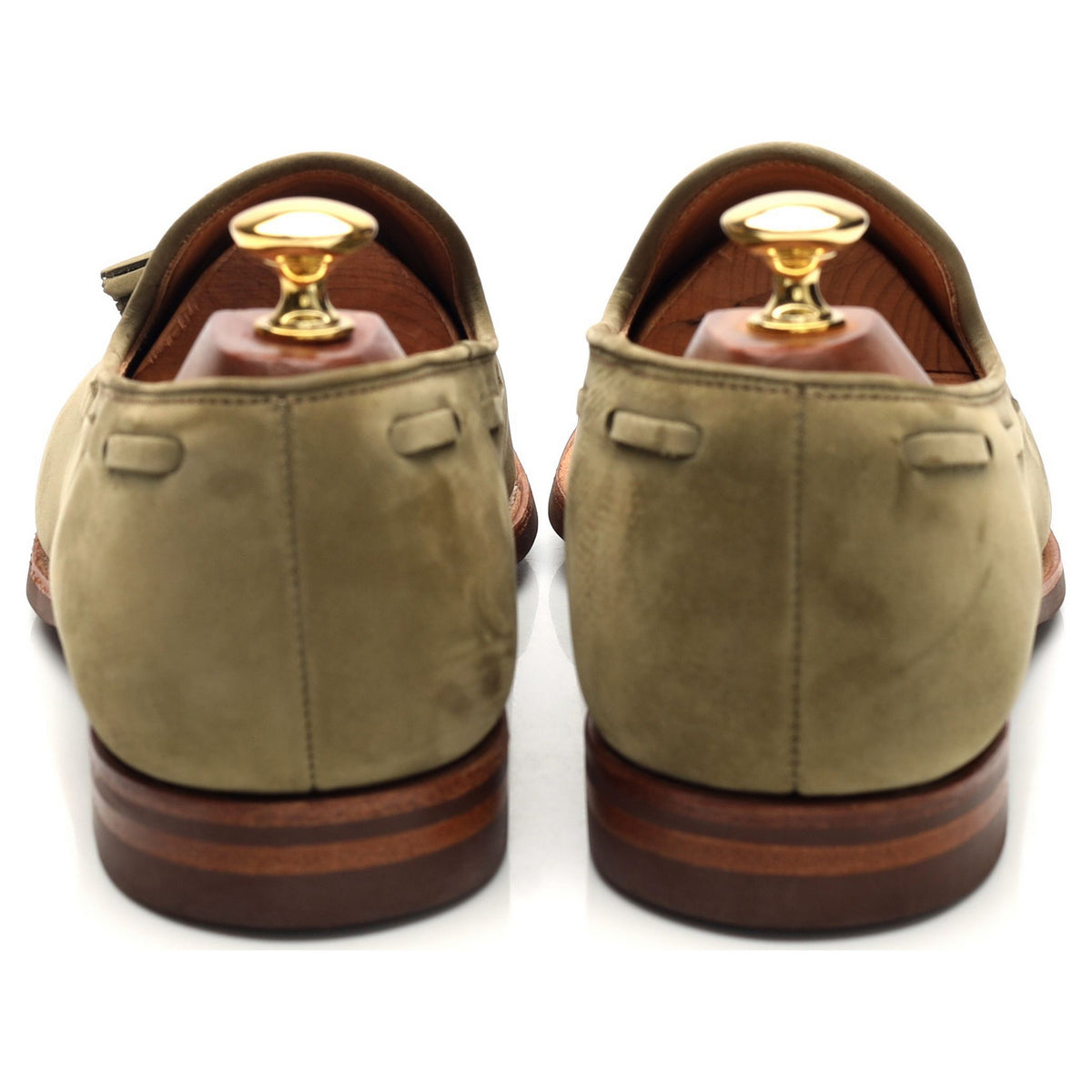 &#39;Jersey&#39; Green Nubuck Tassel Loafers UK 9.5 E