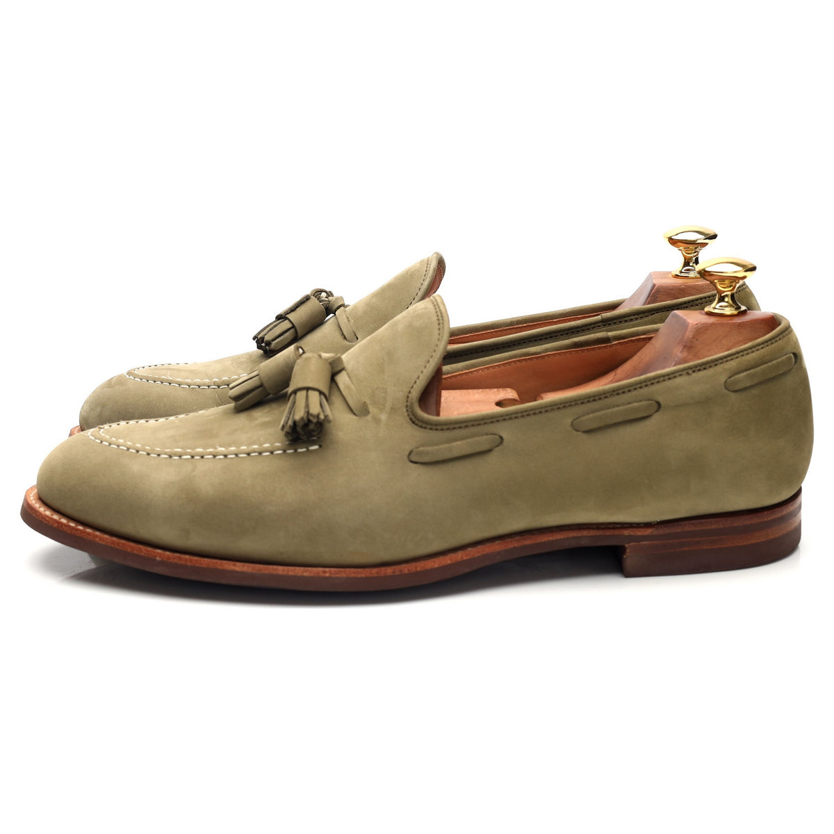 &#39;Jersey&#39; Green Nubuck Tassel Loafers UK 9.5 E