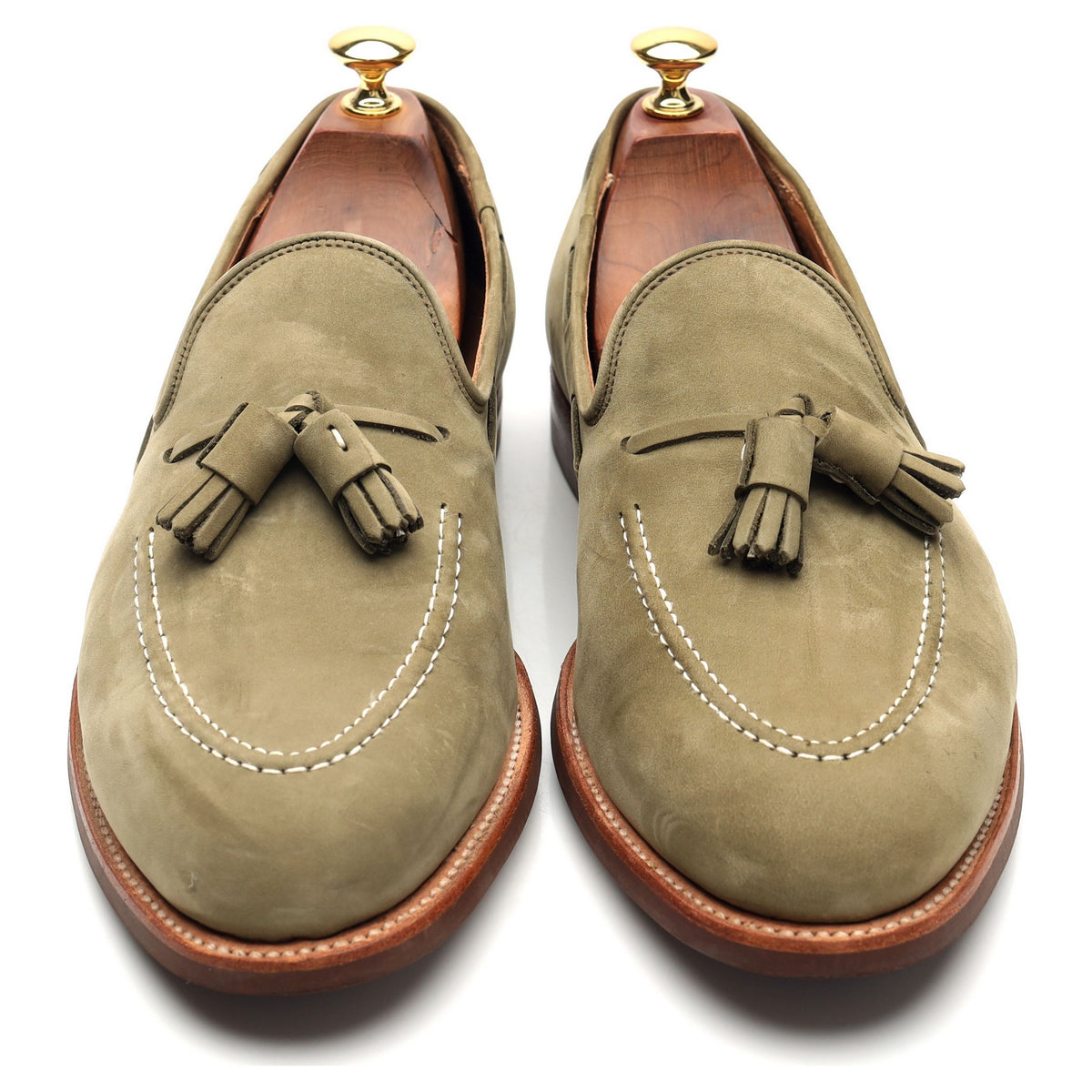 &#39;Jersey&#39; Green Nubuck Tassel Loafers UK 9.5 E