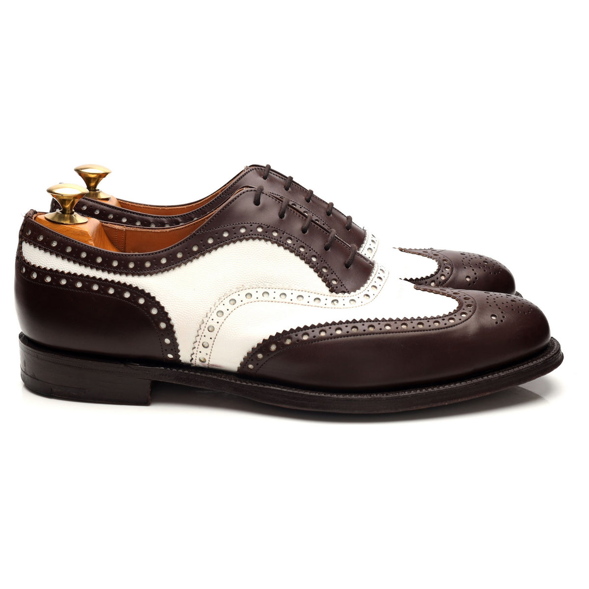 &#39;Basildon&#39; Brown / White Leather Spectator Brogues UK 11 F