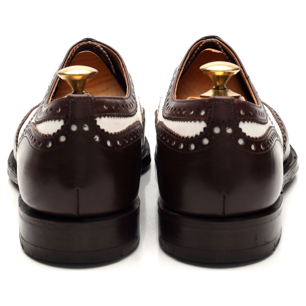 &#39;Basildon&#39; Brown / White Leather Spectator Brogues UK 11 F