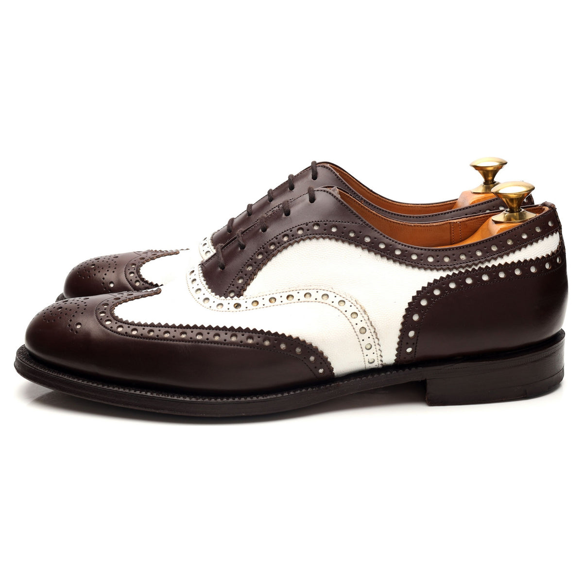 &#39;Basildon&#39; Brown / White Leather Spectator Brogues UK 11 F