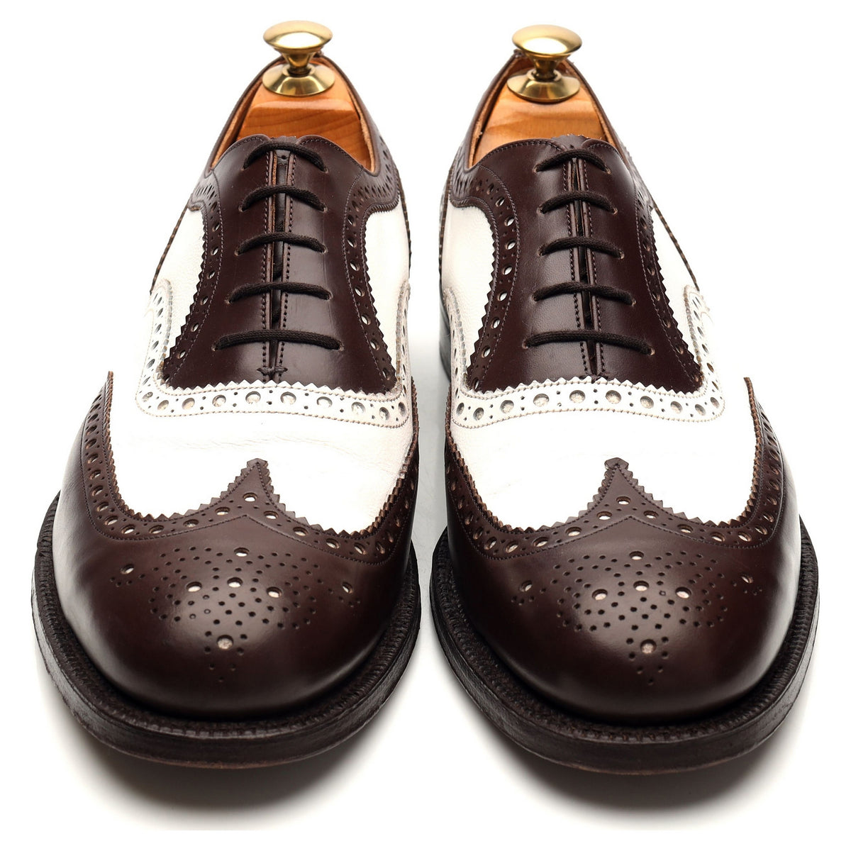 &#39;Basildon&#39; Brown / White Leather Spectator Brogues UK 11 F