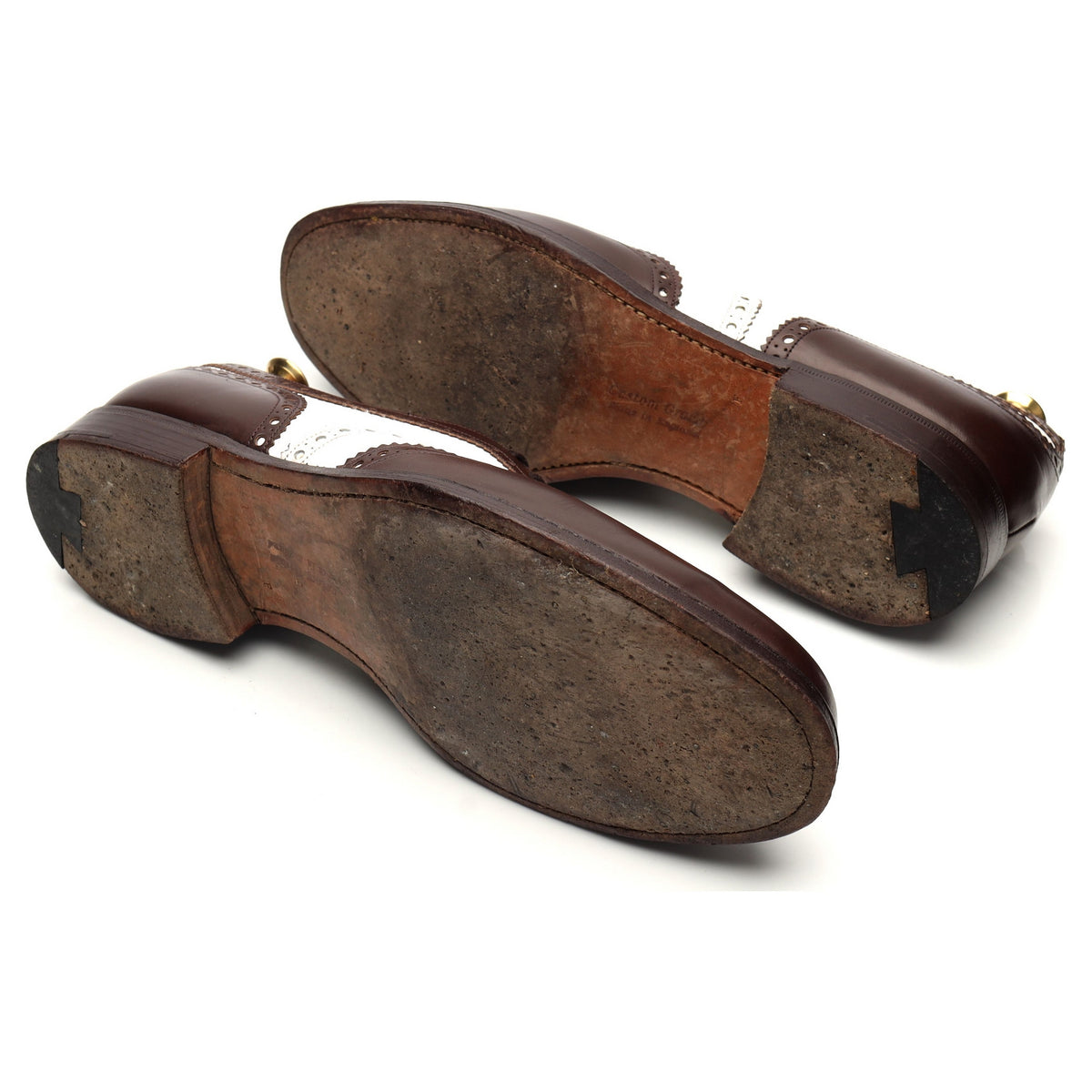 &#39;Basildon&#39; Brown / White Leather Spectator Brogues UK 11 F