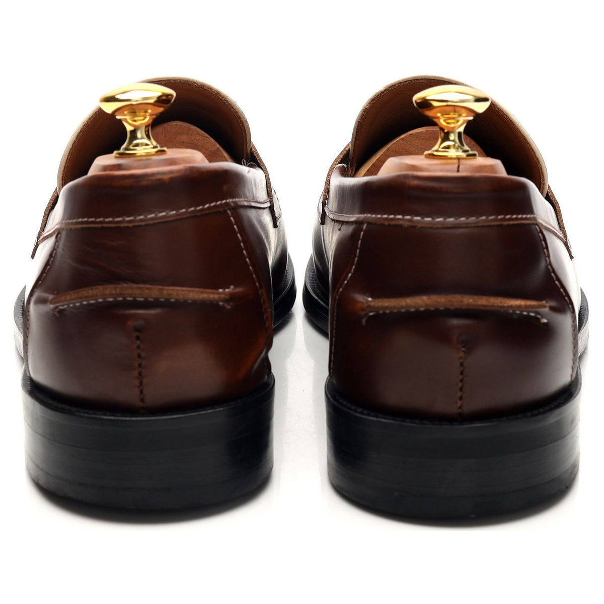 Brown / White Leather Penny Loafers UK 12
