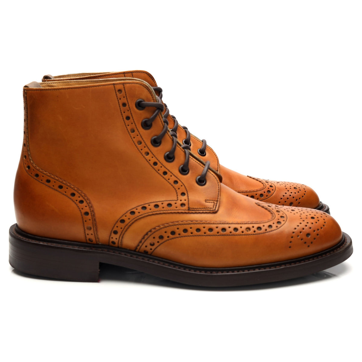 &#39;Harrison&#39; Tan Brown Leather Boots Brogues UK 9.5 F