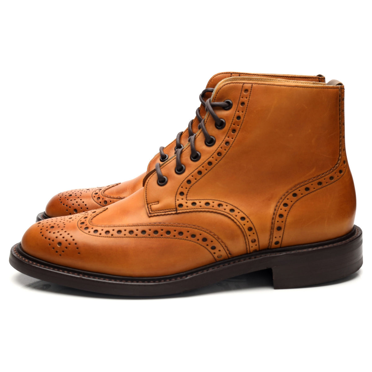 &#39;Harrison&#39; Tan Brown Leather Boots Brogues UK 9.5 F