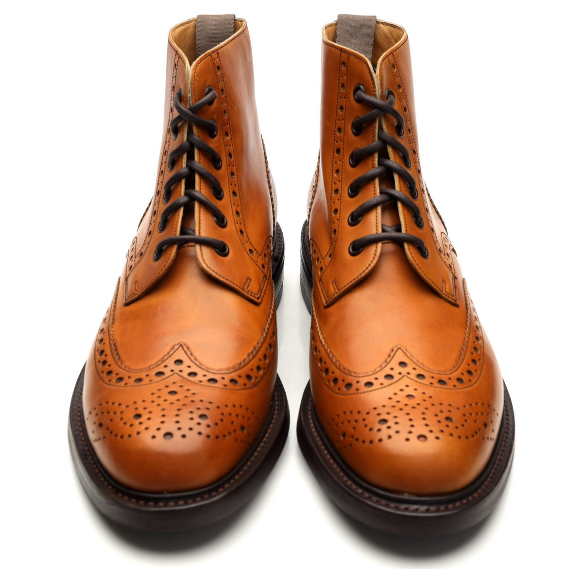 &#39;Harrison&#39; Tan Brown Leather Boots Brogues UK 9.5 F