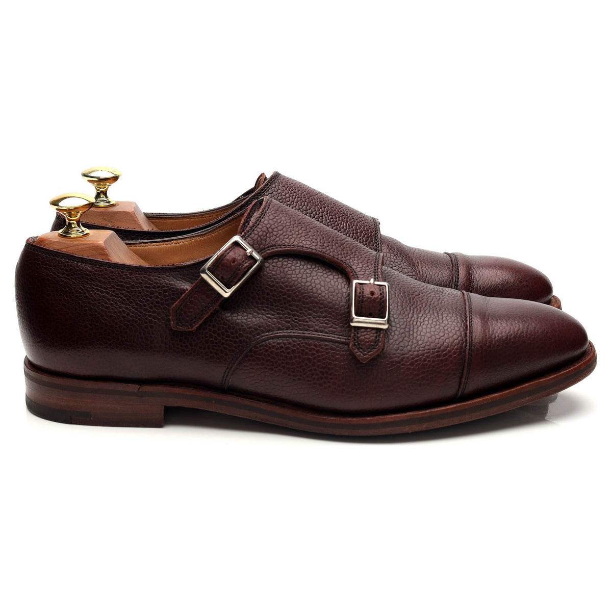 J. Crew &#39;Ramsey&#39; Burgundy Grain Leather Double Monk Strap UK 8.5 F