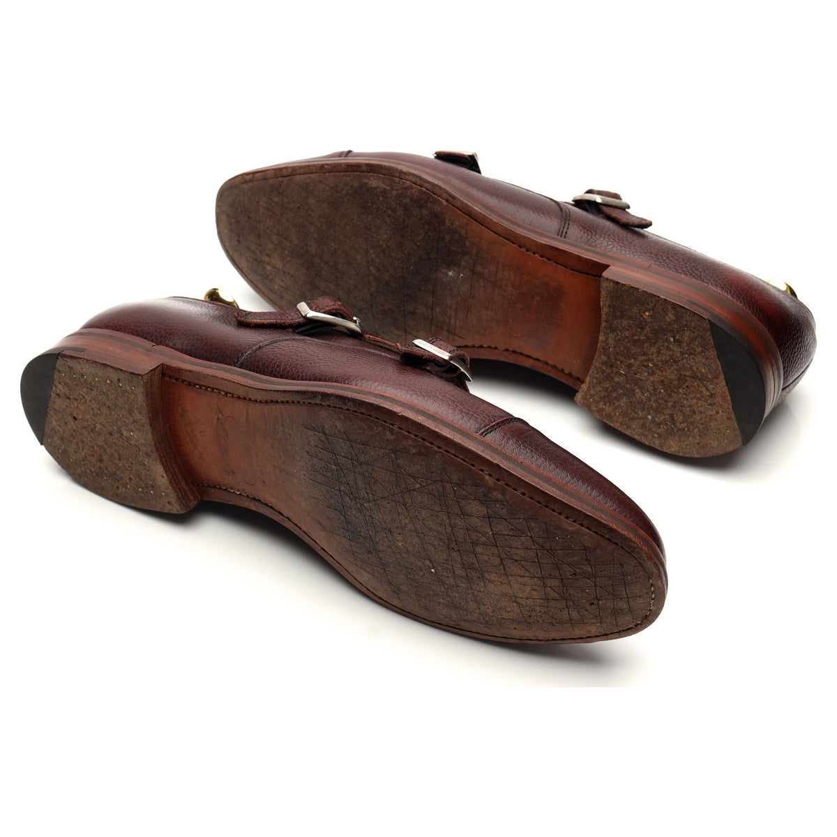 J. Crew &#39;Ramsey&#39; Burgundy Grain Leather Double Monk Strap UK 8.5 F