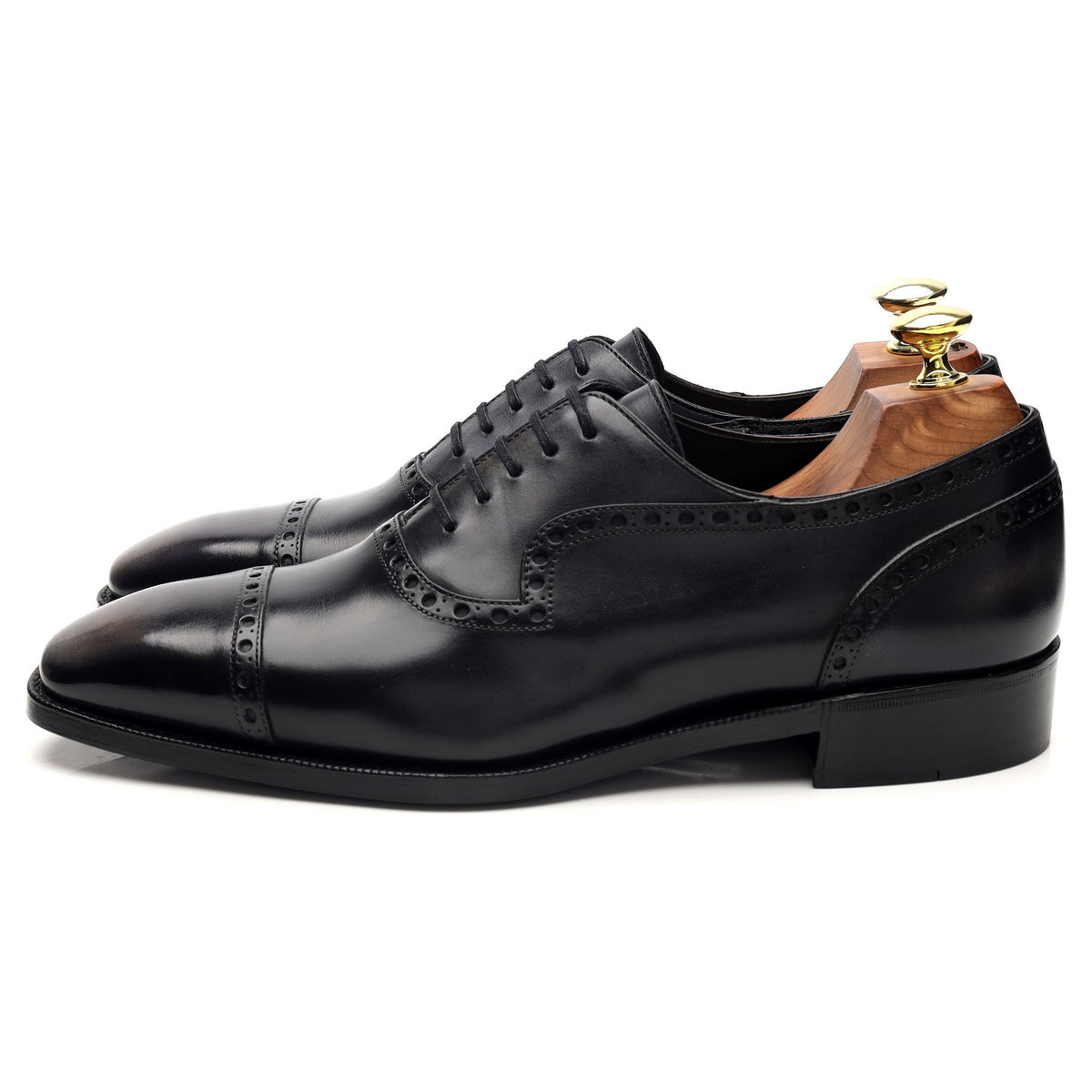&#39;Andres&#39; Black / Grey Patina Leather Adelaide Oxford UK 7.5 E