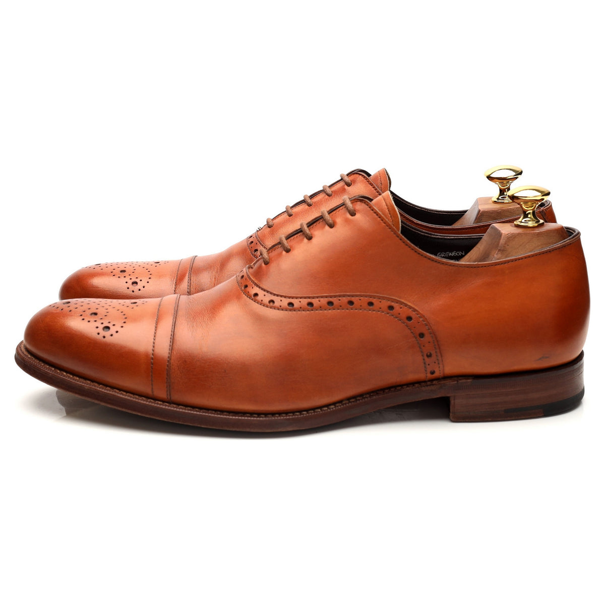 Albam &#39;Longline Brogues&#39; Tan Brown Leather Oxford Brogues UK 9.5 F