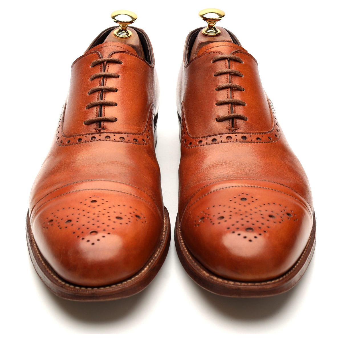 Albam &#39;Longline Brogues&#39; Tan Brown Leather Oxford Brogues UK 9.5 F