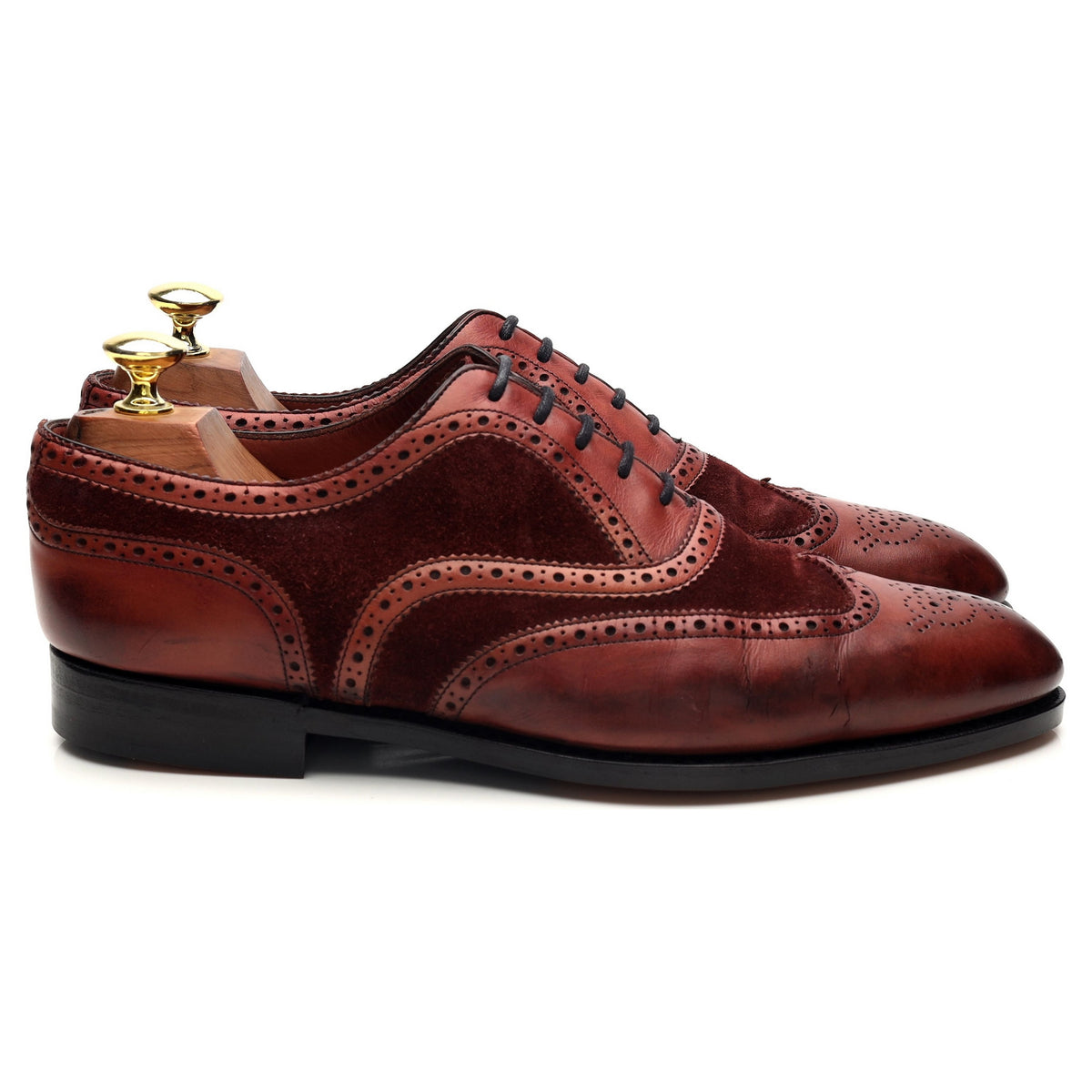 &#39;Malvern&#39; Burgundy Leather Oxford Spectator Brogues UK 7.5 E