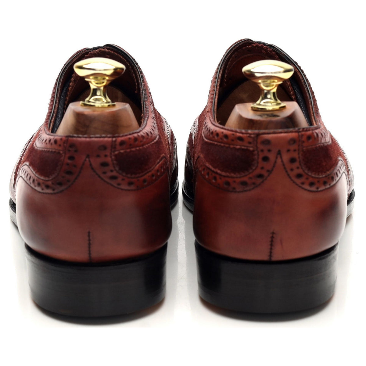 &#39;Malvern&#39; Burgundy Leather Oxford Spectator Brogues UK 7.5 E