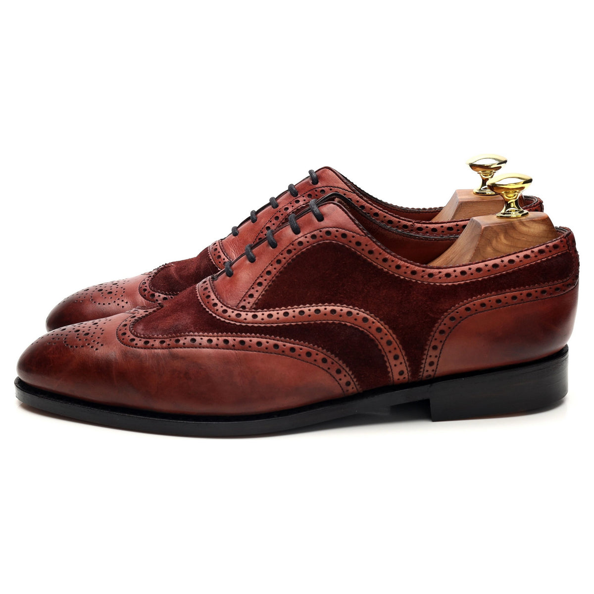 &#39;Malvern&#39; Burgundy Leather Oxford Spectator Brogues UK 7.5 E