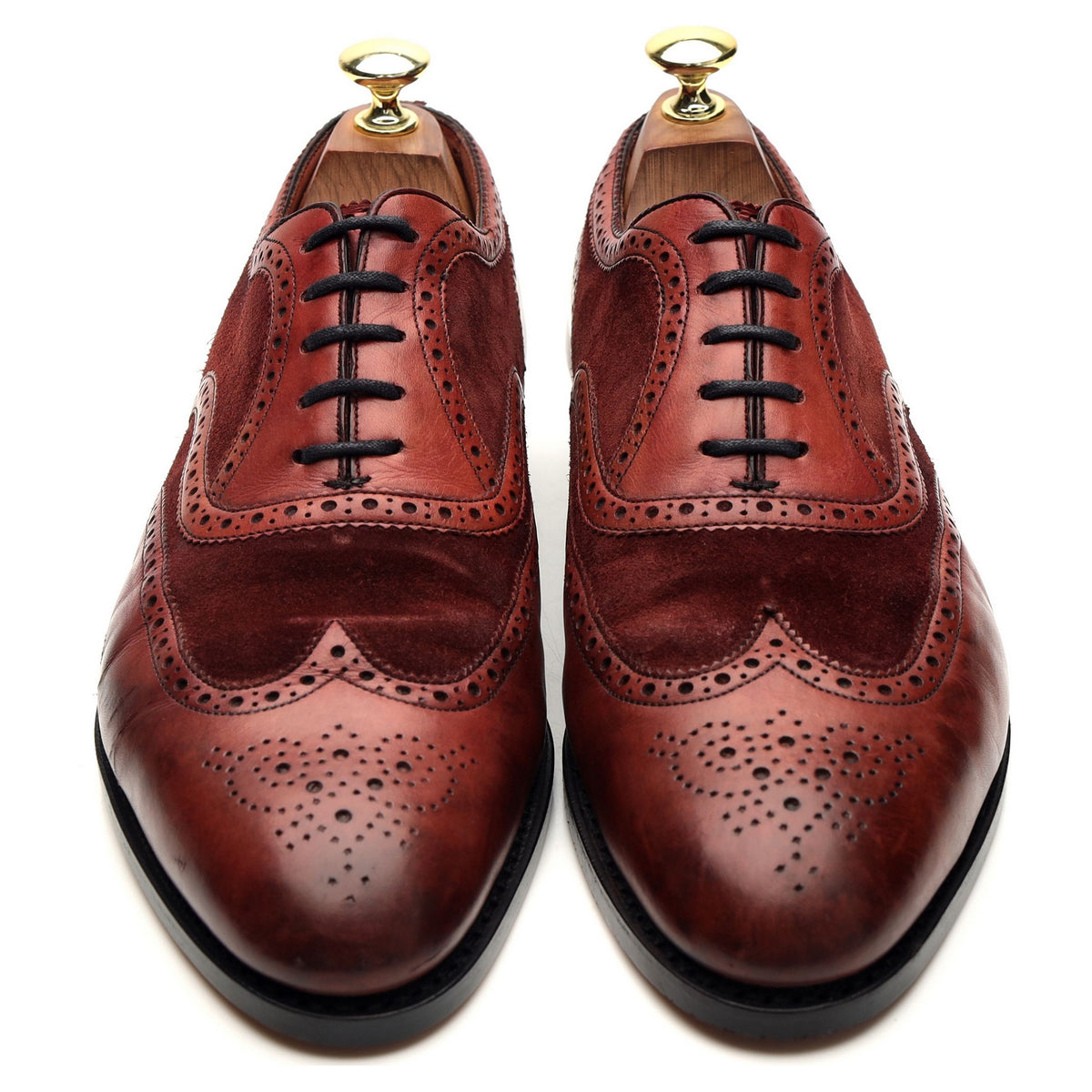 &#39;Malvern&#39; Burgundy Leather Oxford Spectator Brogues UK 7.5 E