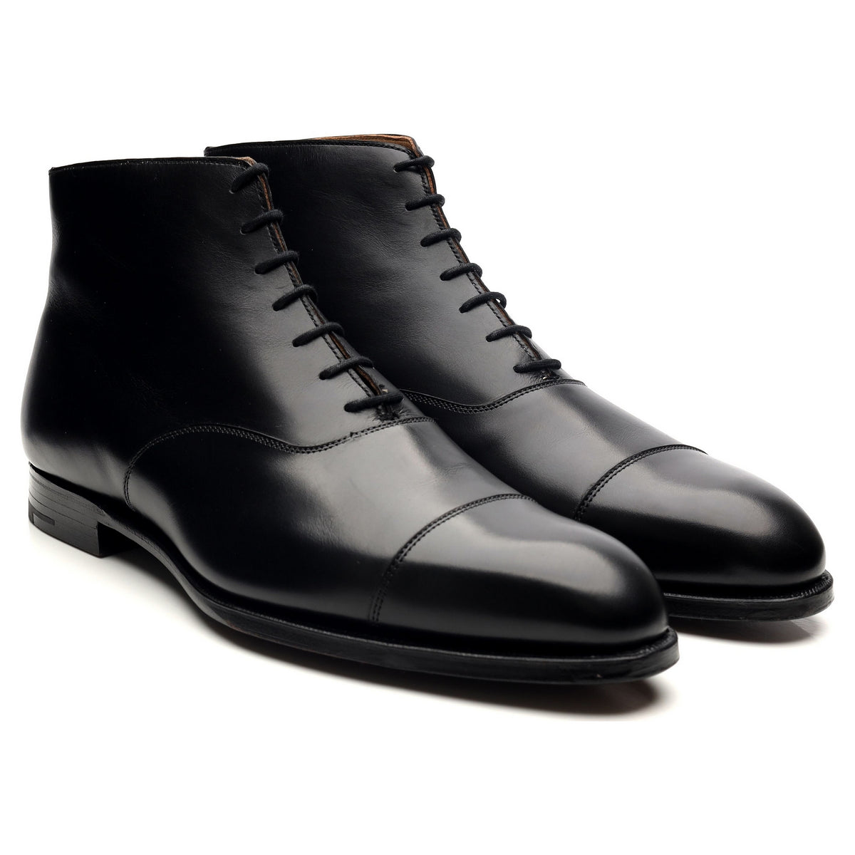 &#39;William&#39; Black Leather Cap Toe Boots UK 9 E